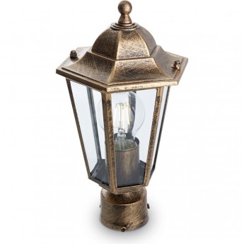 Светильник садово-парковый FERON 6103/PL6103 шестигранный на столб 60W E27 230V, черное золото