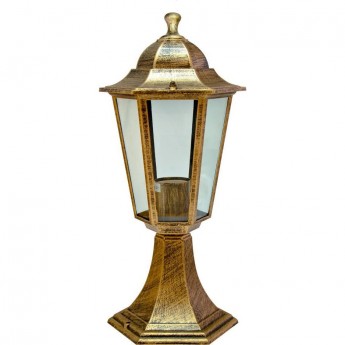 Светильник садово-парковый FERON 6104/PL6104 шестигранный на постамент 60W E27 230V, черное золото