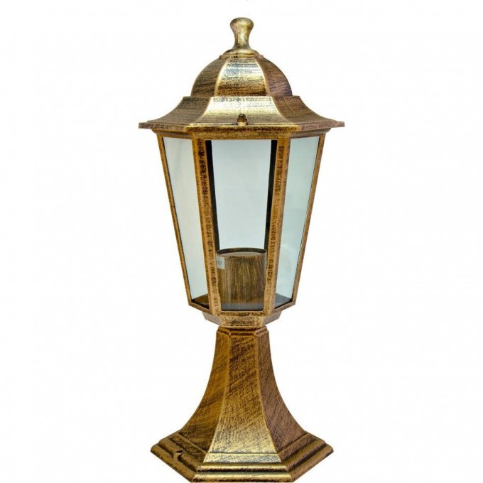 Светильник садово-парковый FERON 6104/PL6104 шестигранный на постамент 60W E27 230V, черное золото 11131