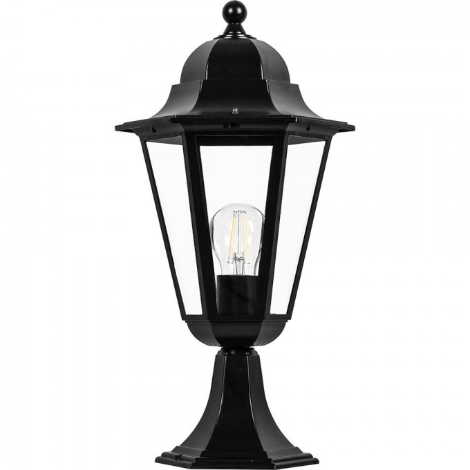 Светильник садово-парковый FERON 6204/PL6204 шестигранный на постамент 100W E27 230V, черный 11070