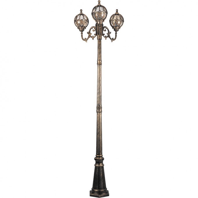 Светильник садово-парковый FERON PL3709 круглый столб 3*60W 230V E27, черное золото 11389