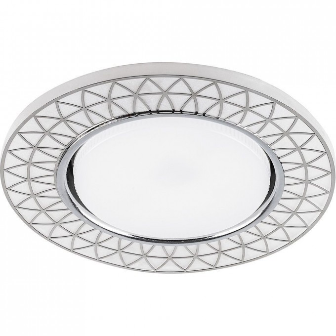 Светильник встраиваемый с белой LED подсветкой FERON CD9914 потолочный GX53 без лампы, матовый белый, хром 32982