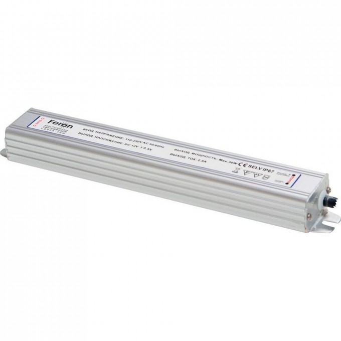 Трансформатор FERON электронный для светодиодной ленты 30W 12V IP67 (драйвер), LB004 21491