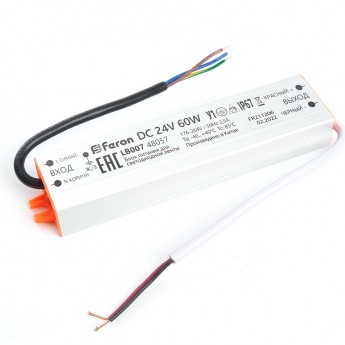Трансформатор FERON электронный для светодиодной ленты 60W 24V (драйвер), LB007