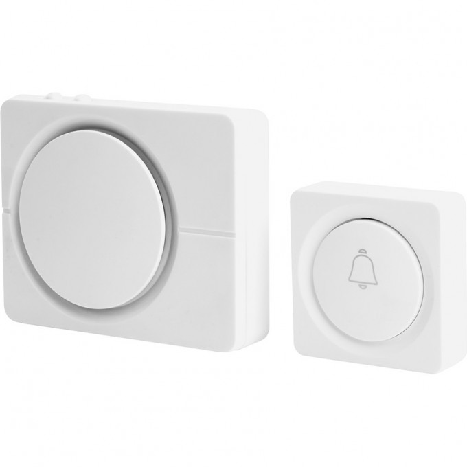 Звонок дверной беспроводной FERON E-382 электрический 38 мелодий, белый, с питанием от батареек и от сети через USB 48922